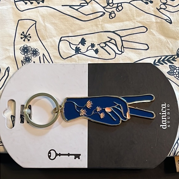 Victorian-esque “Show of Hands” paper kraft tote bag & matching key ring-NWT - Picture 7 of 12